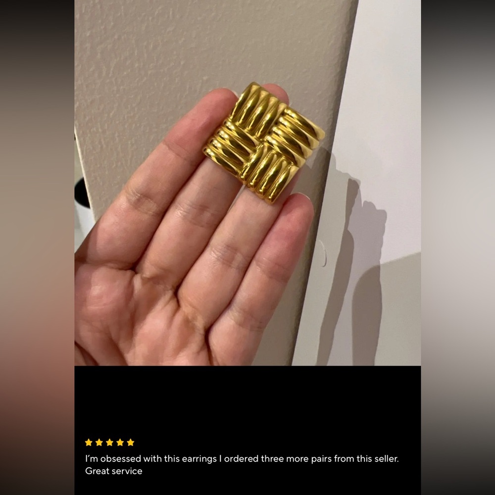 GOODREVIEWS ⭐️⭐️⭐️⭐️⭐️ Vintage Stella Gold Earrings |StainlessSteel 18K - Picture 14 of 17